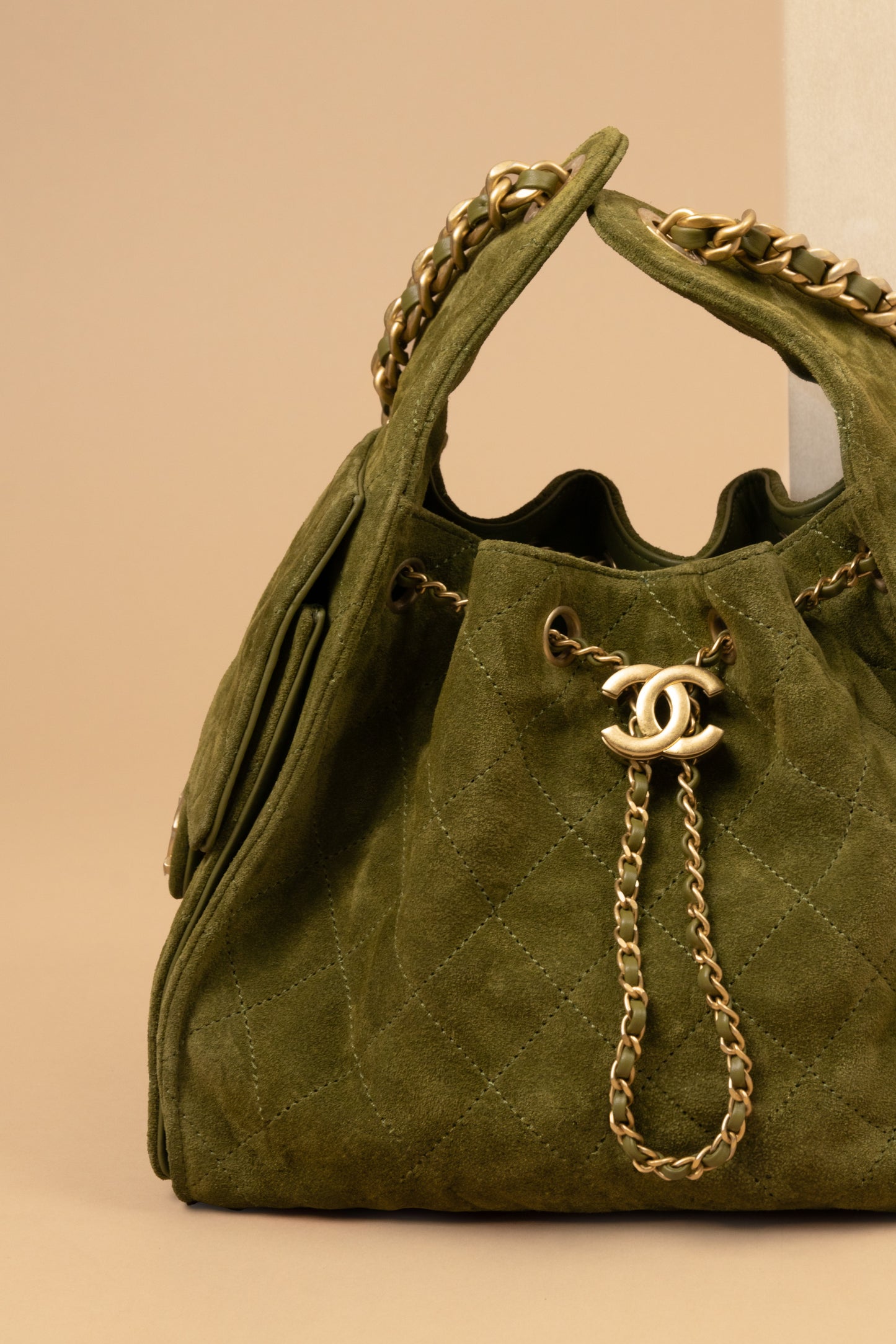 Chanel Khaki Hobo 25 Bag