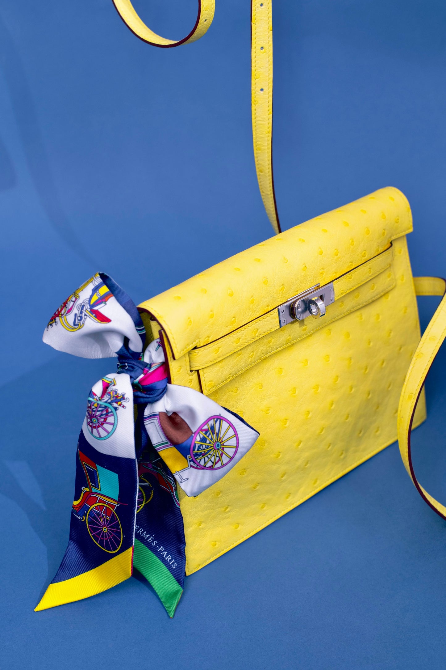 Hermès Kelly Danse Ostrich in Jaune Citron PHW