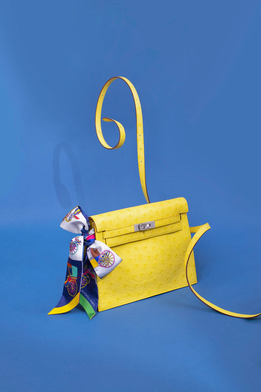 Hermès Kelly Danse Ostrich in Jaune Citron PHW