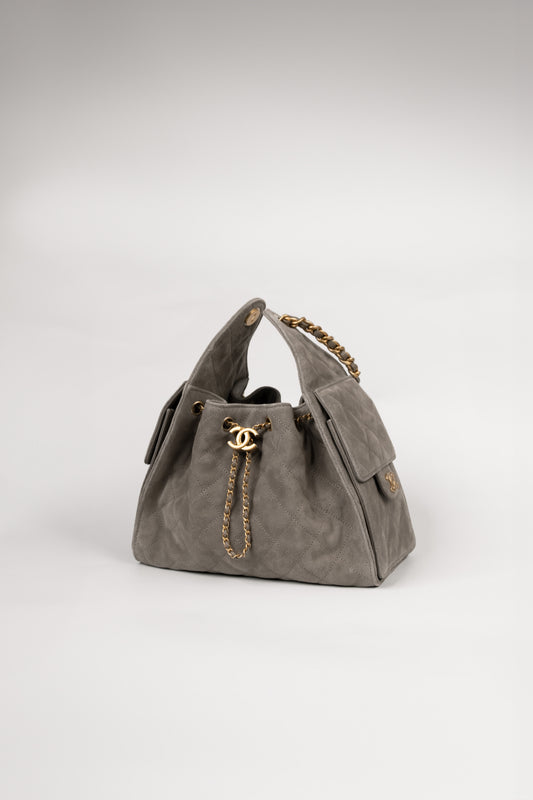 Chanel Grey Hobo 25 Bag
