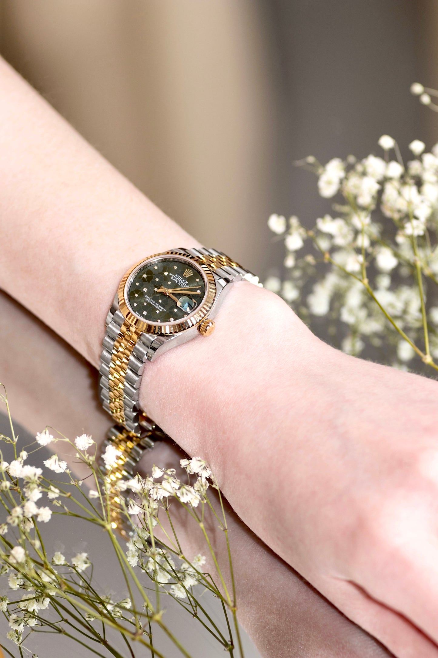 Rolex Oyster Perpetual Green Floral Dial 31mm