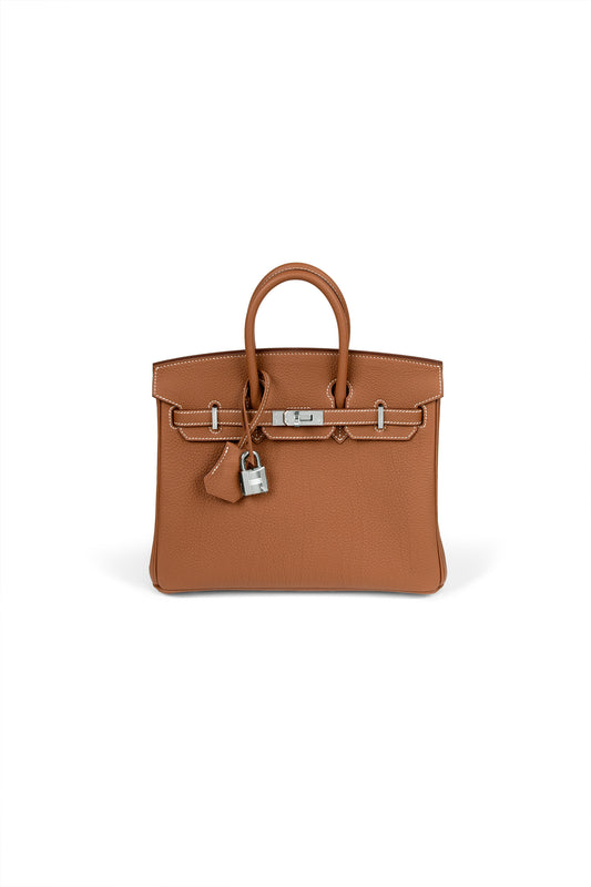 Hermes Birkin 25 Togo in Gold with Silver Hardware