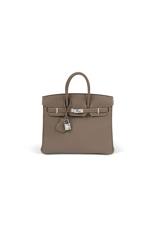 Hermes Birkin 25 in Etoupe with Silver Hardware
