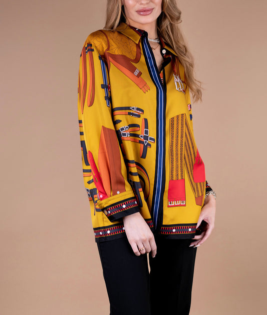 Hermès "Lettres Equestres" Shirt in Jaune Gingembre