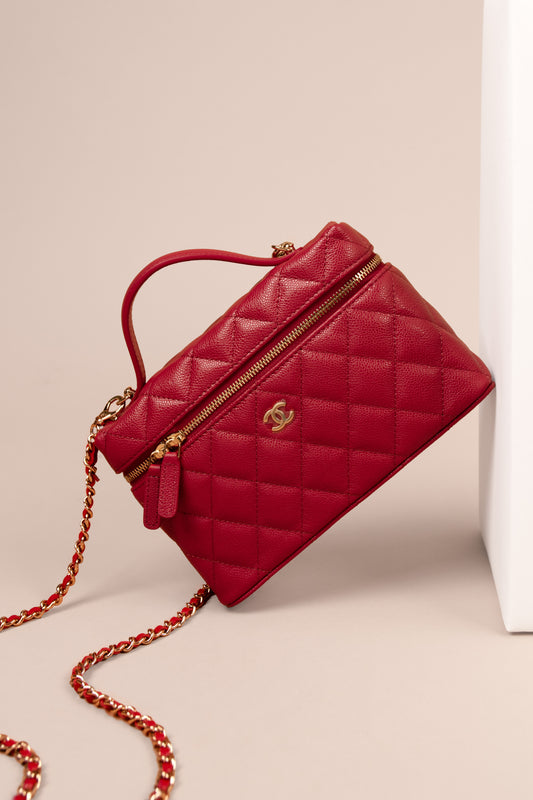 Chanel Red Vanity with Chain
