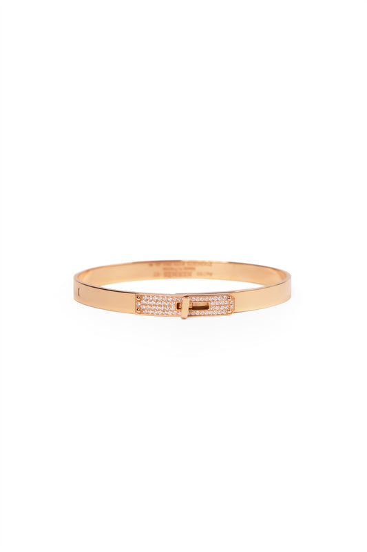 Hermes Rose Gold Diamond Kelly Lock Bracelet