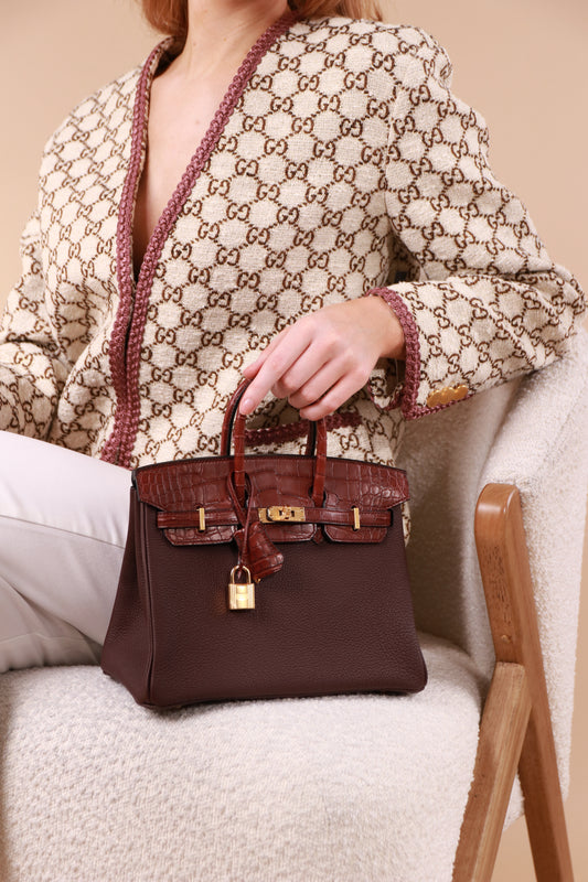 Hermès Birkin 25 Touch Alligator Rouge Sellier/Bordeaux GHW