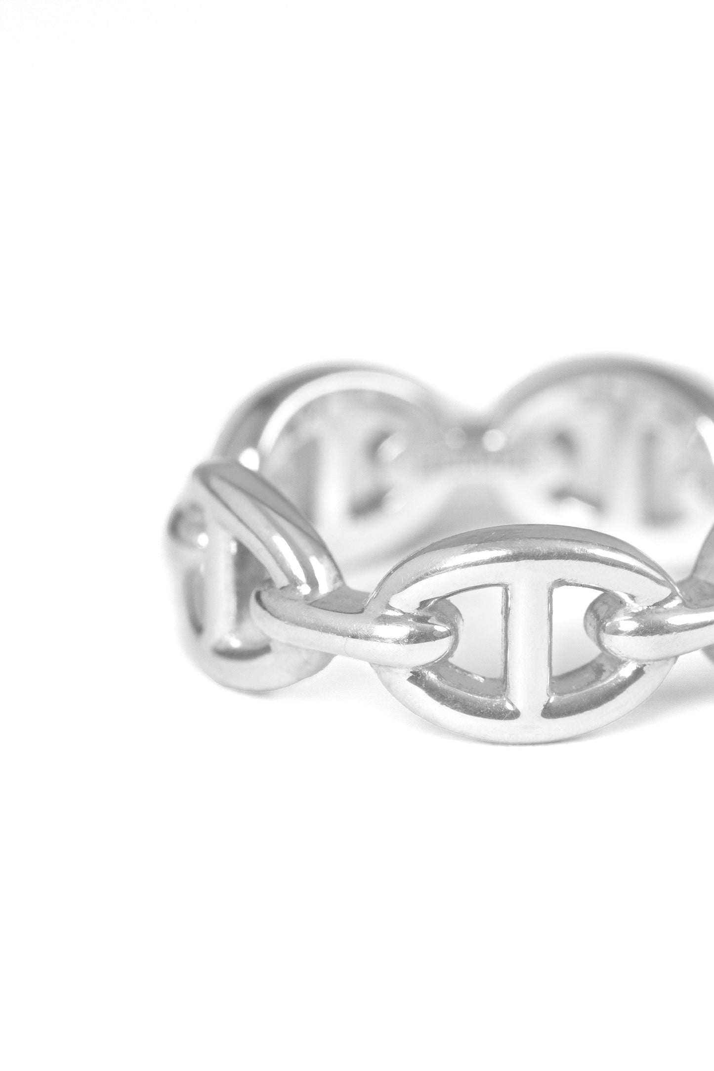 Hermes Chain D'Ancre Ring in White Gold