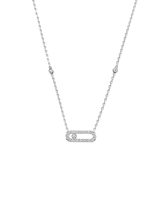 Messika Move Uno Pavé Necklace in White Gold