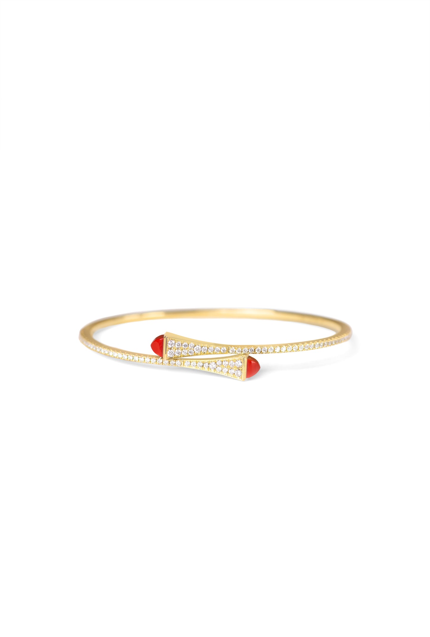 Marli Cleo Diamond Slim Bracelet in Yellow Gold and Red Agate