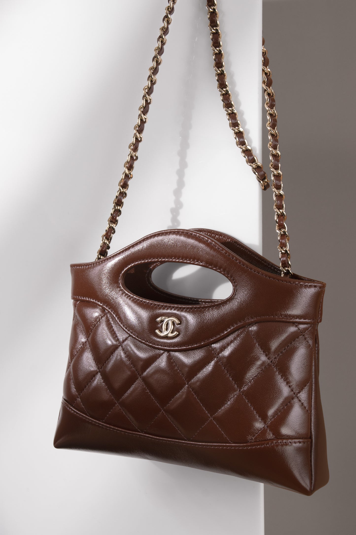 Chanel Dark Brown Clutch with Chain