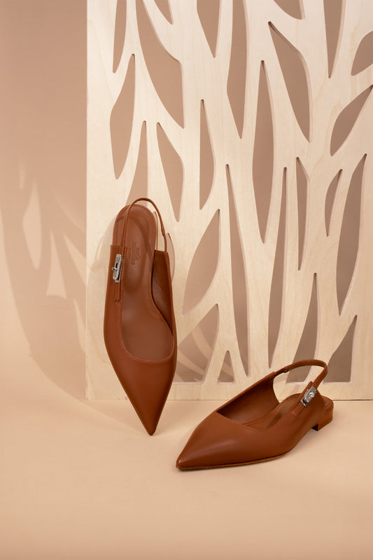 Hermès Gold Lovely Slingbacks PHW