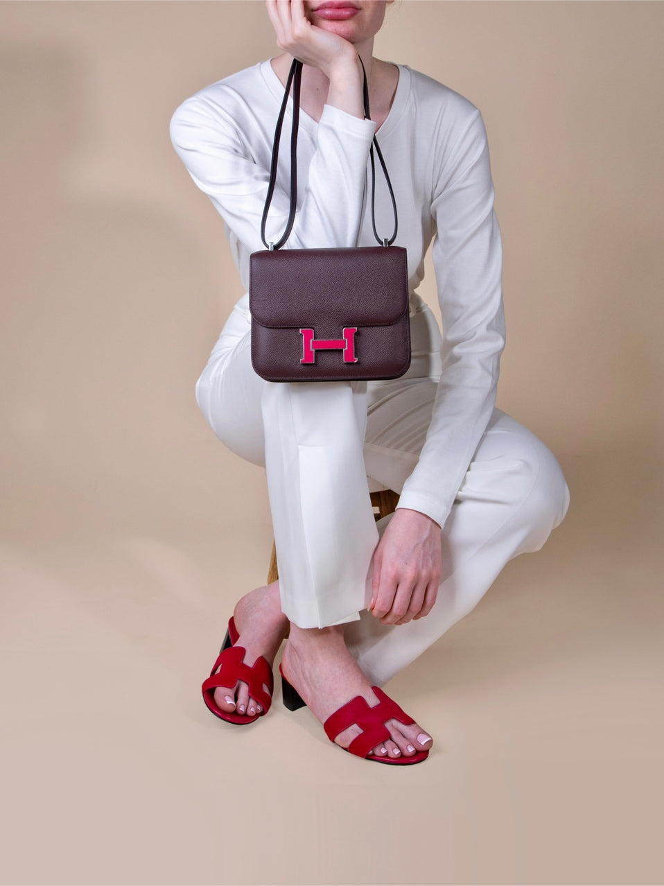 Hermès Constance 18 Rouge Sellier & Enamel H