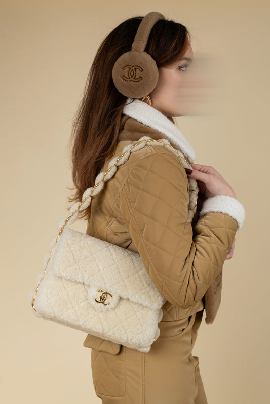 Chanel - Ski Set with Shearling Ivory Flap Bag