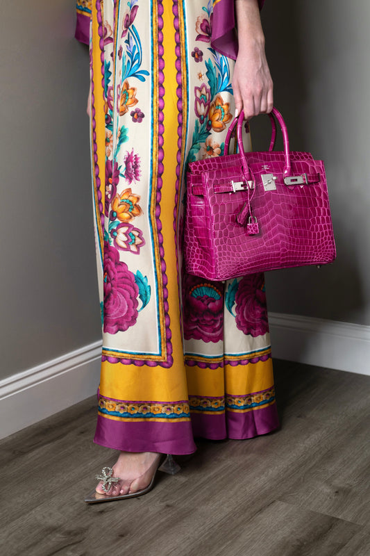 Hermès Birkin 30 Shiny Crocodile in Rose Scheherazade & Constance To Go Wallet Evercolor Sun