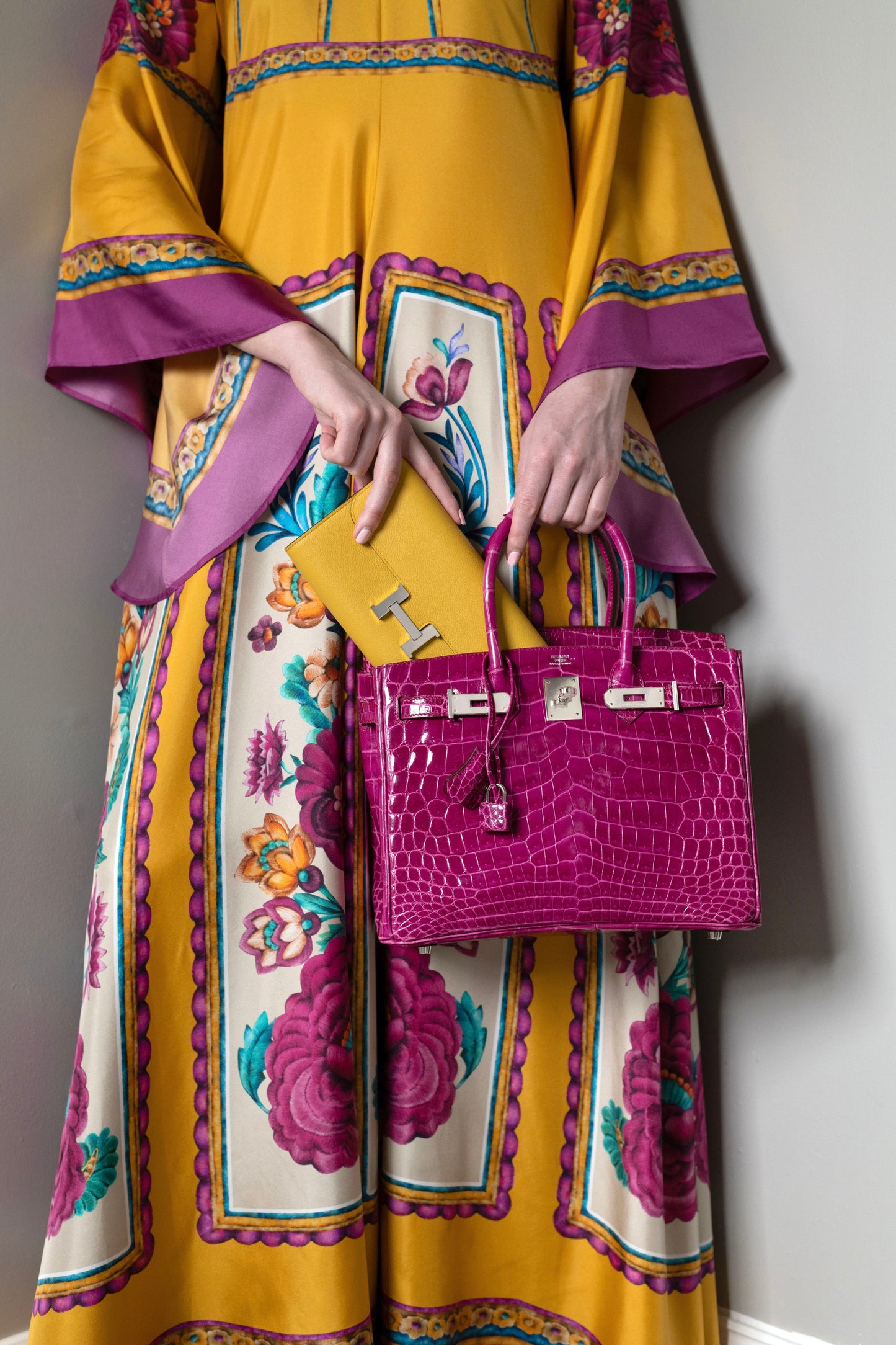 Hermès Birkin 30 Shiny Crocodile in Rose Scheherazade & Constance To Go Wallet Evercolor Sun