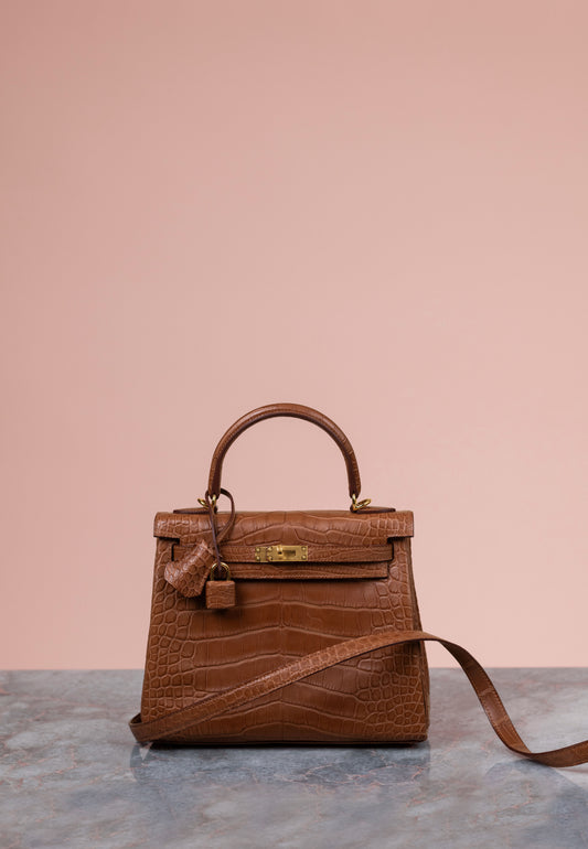 Hermès Kelly 25 Gold Matte Alligator GHW