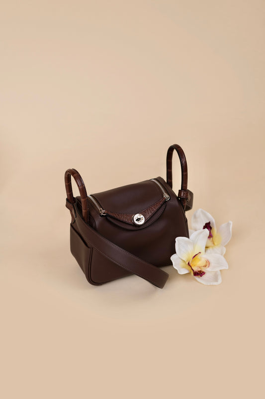 Hermès Mini Lindy 20 Touch in Moka/Havane PHW