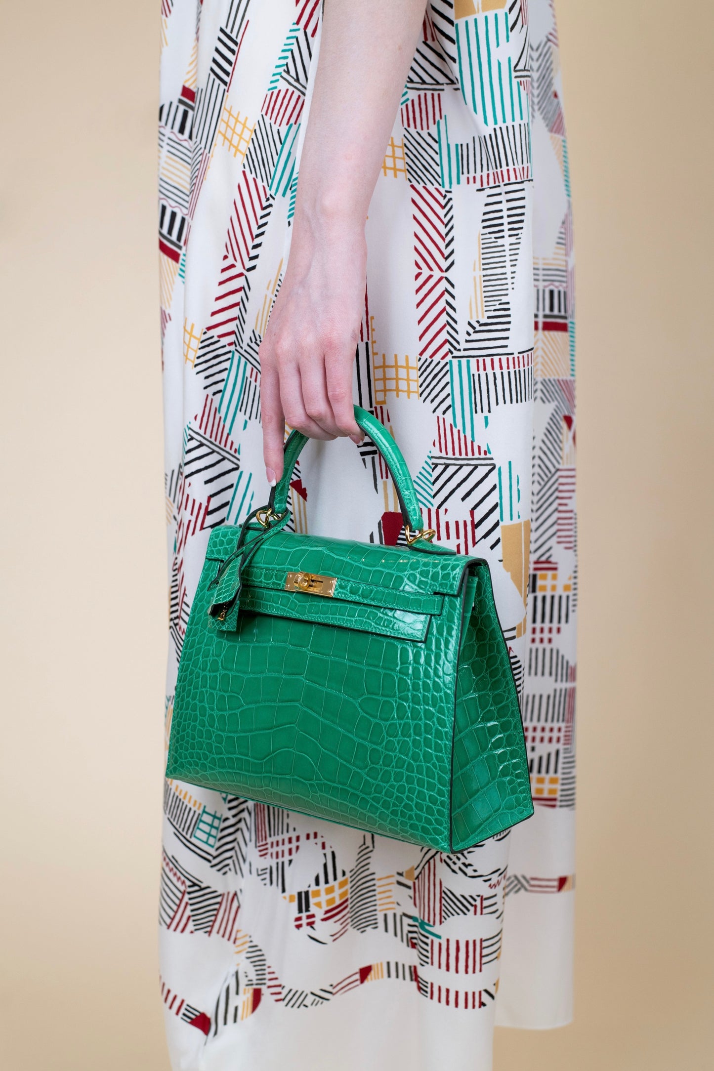 Hermès Kelly 25 Shiny Crocodile Vert Jade GHW