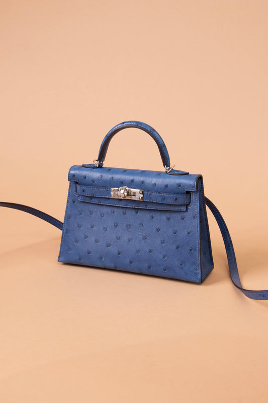 Hermès Mini Kelly 20 Ostrich in Aizome PHW