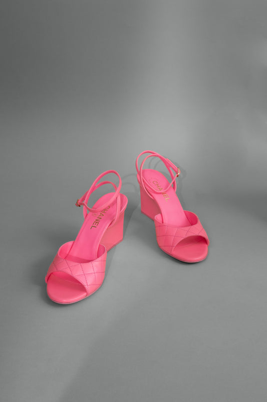 Chanel Pink Leather Sandals