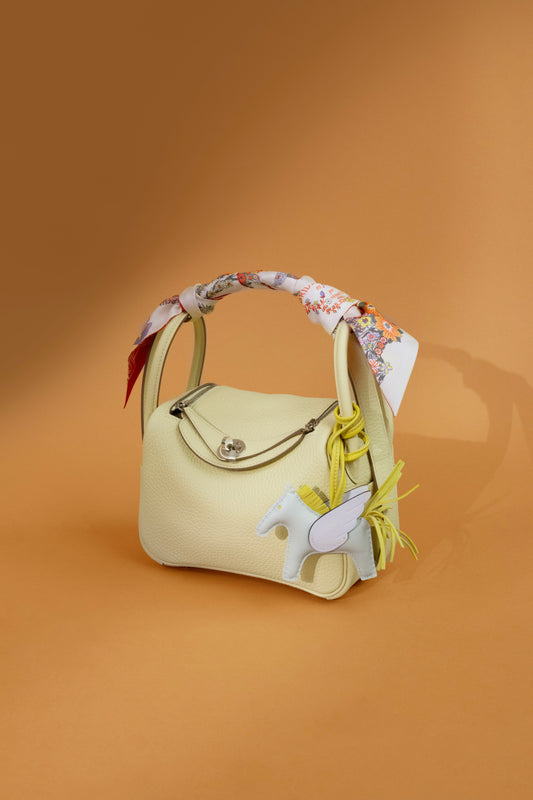 Hermès Mini Lindy Clemence in Vert Fizz PHW