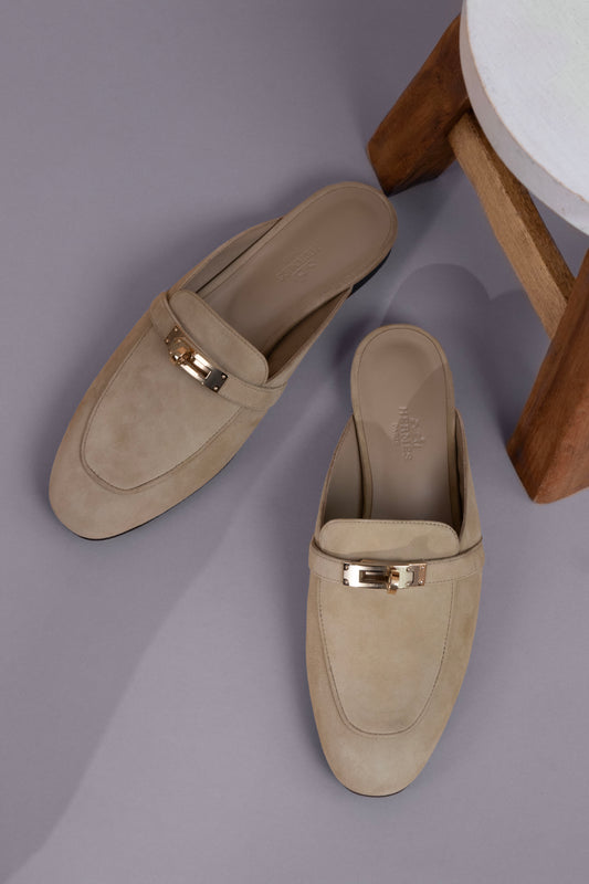 Hermès Oz Mules in Beige Lin PBHW