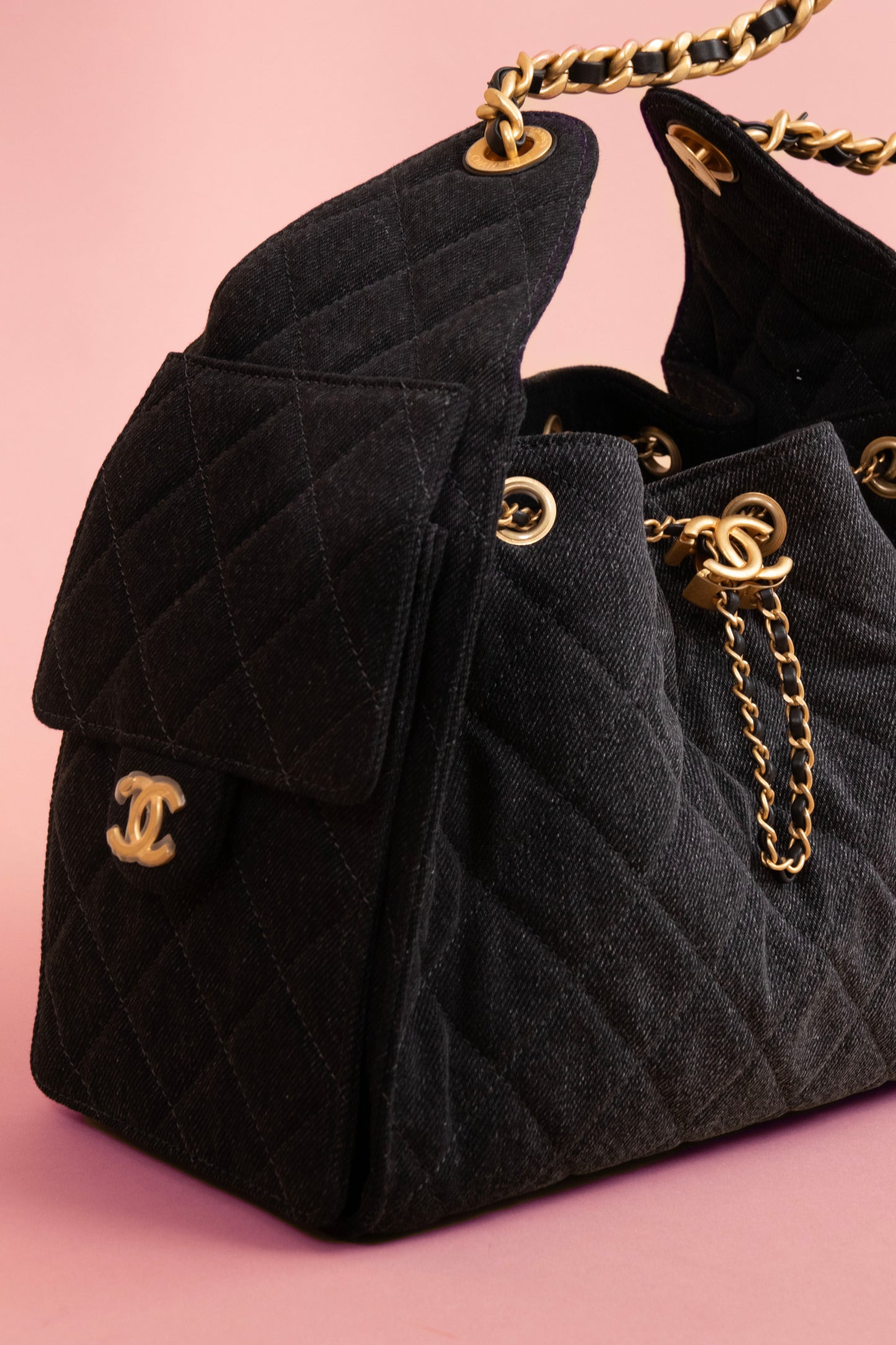 Chanel Hobo 25 Black Denim