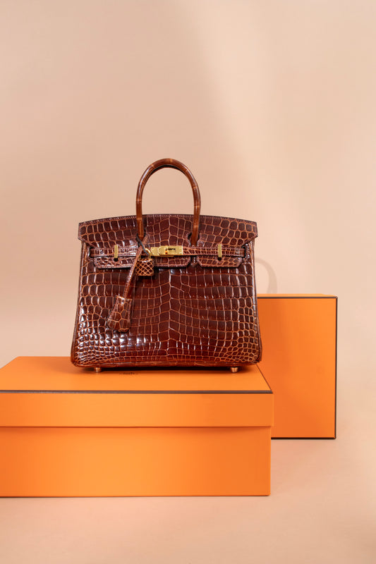 Hermès Birkin 25 Shiny Crocodile Miel GHW