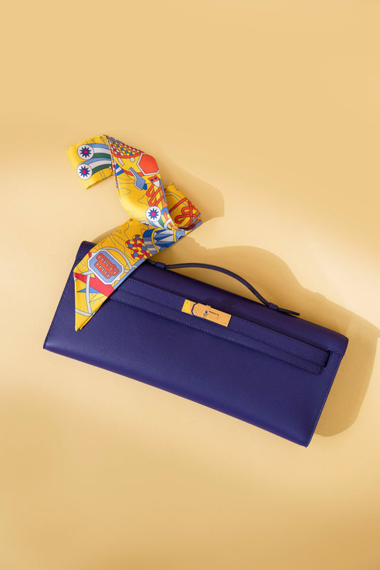 Hermès Kelly Cut Swift in Blue Ancre GHW
