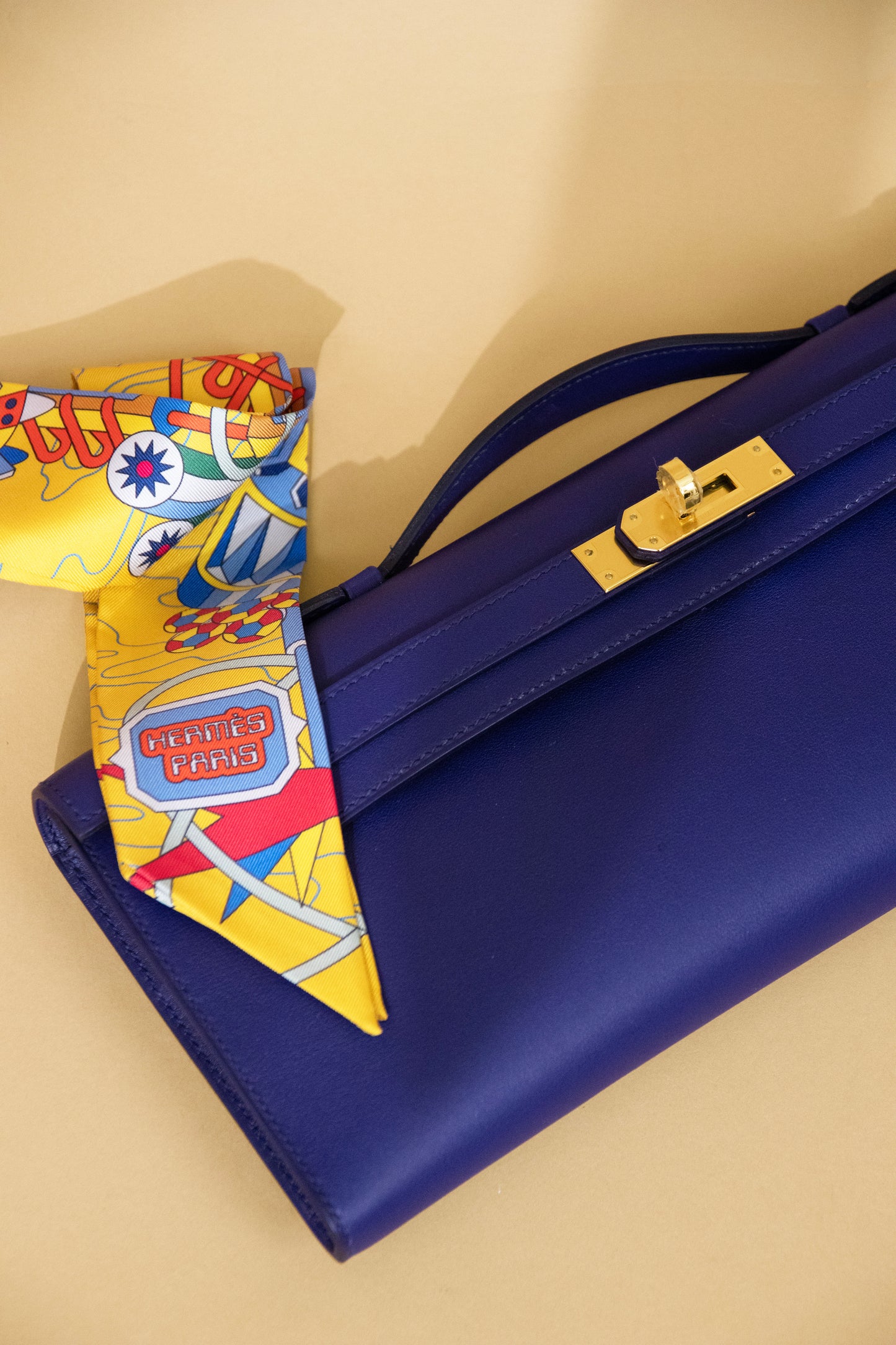 Hermès Kelly Cut Swift in Blue Ancre GHW