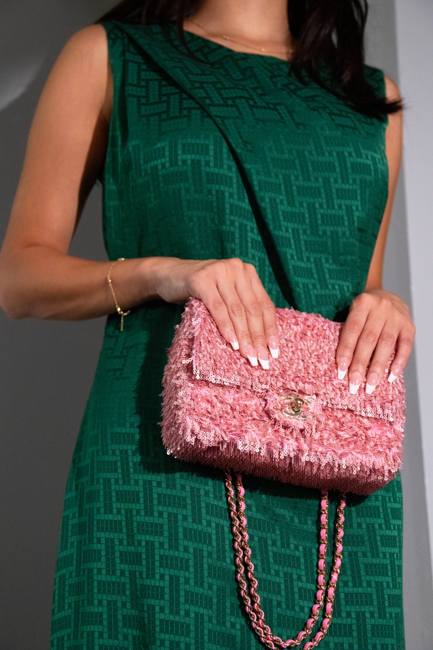 Chanel Flap Bag Fringed Sequins in Pink