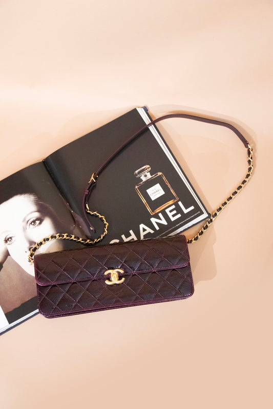 Chanel Long Clutch with Chain in Dark Burgundy