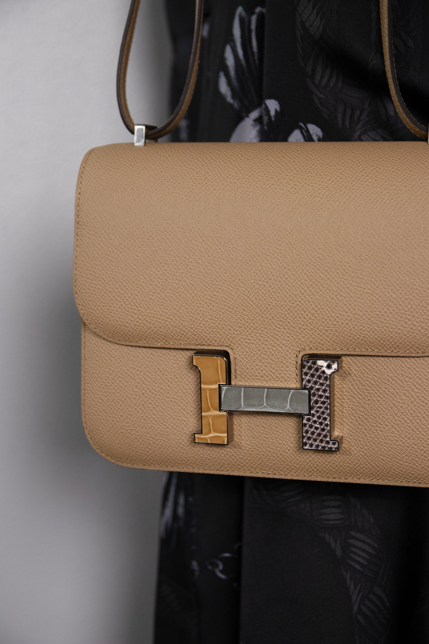 Hermès Mini Constance Epsom Poussiere with Exotic Buckle