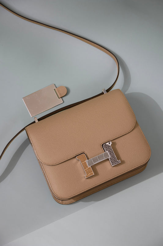 Hermès Mini Constance Epsom Poussiere with Exotic Buckle