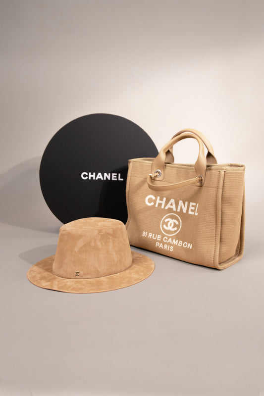 Chanel Large Shopping Bag & Hat in Beige