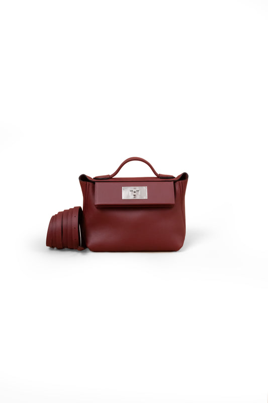 Hermes 24/24-21 in Rouge H with Silver Hardware