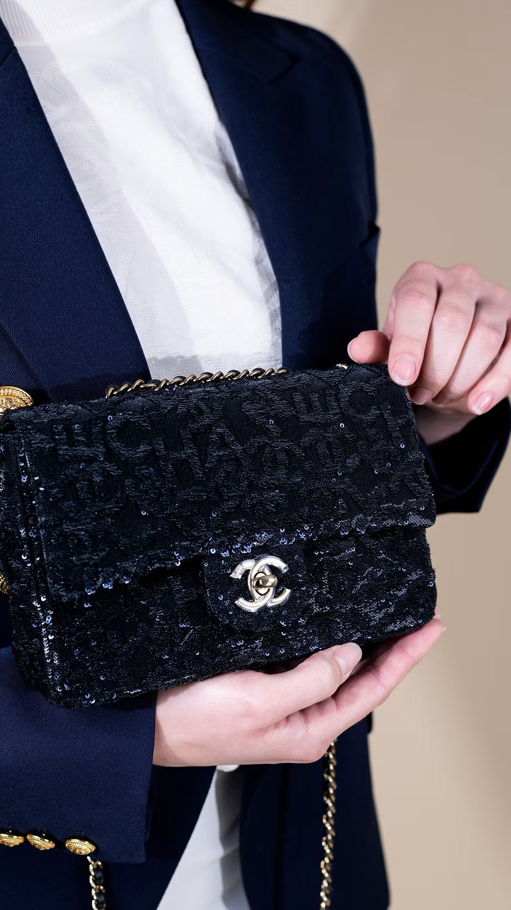 Chanel Navy Sequin Flap Bag