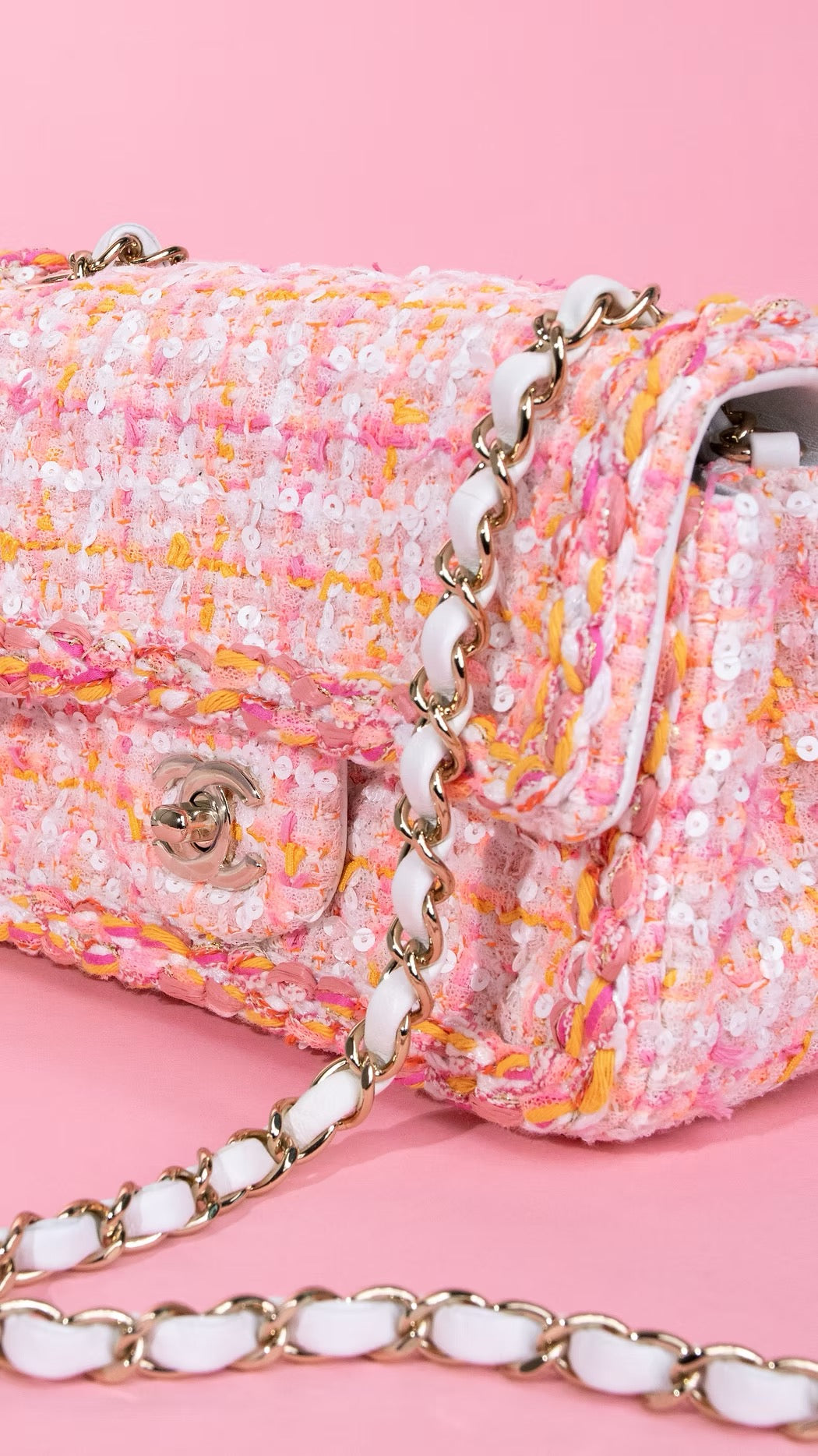 Chanel Pink Tweed and Sequin Flap Bag