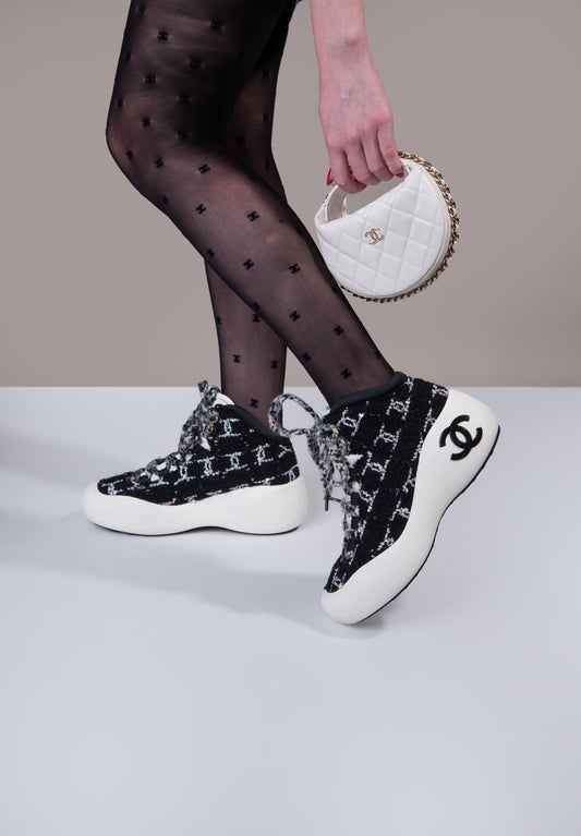 Chanel Tweed Snow Boots