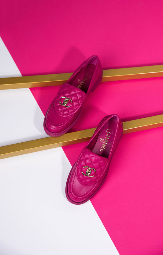 Chanel - Lambskin Loafers in Fuchsia