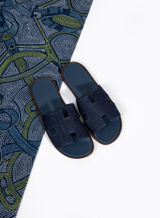 Hermès Izmir Dark Denim Sandals