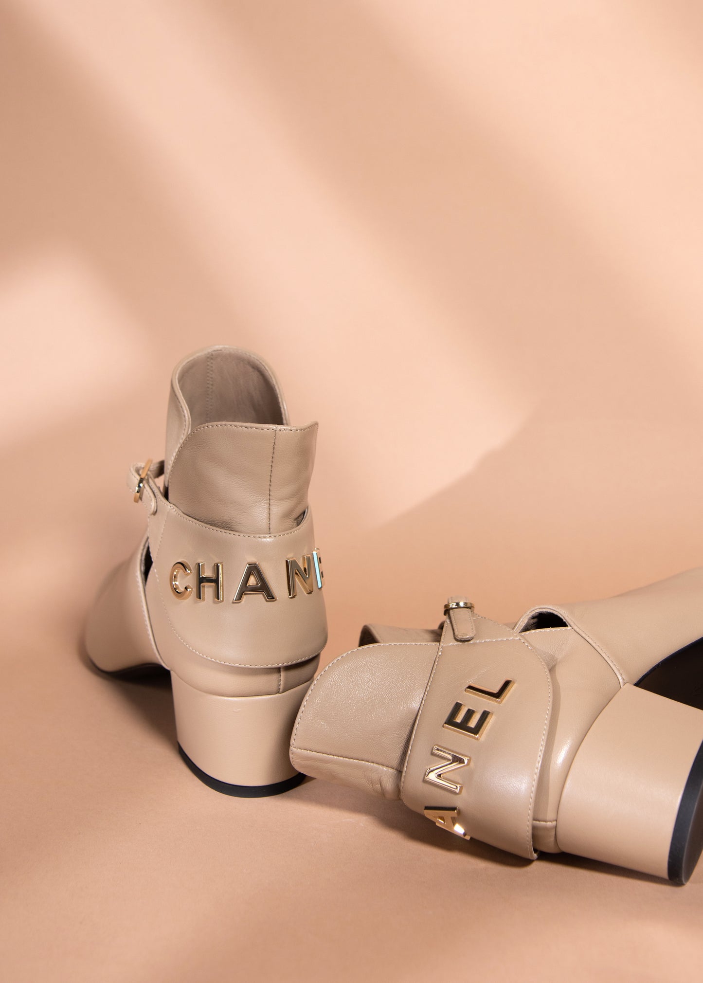 Chanel Ankle Boots in Beige/Black