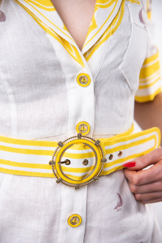 Zimmermann Linen Yellow/White Jumpsuit - Details