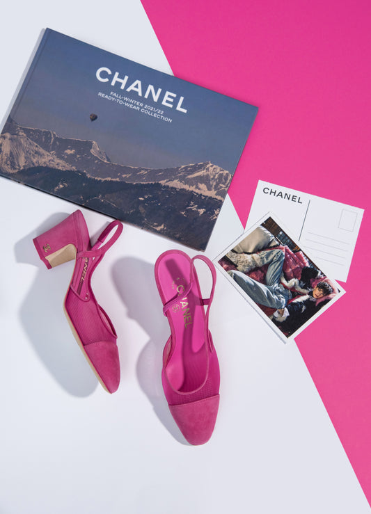 Chanel Pink Mesh Slingbacks