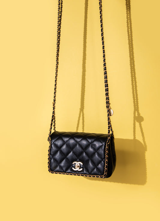 Chanel Crossbody Black Caviar Bag w/ Gold Chain