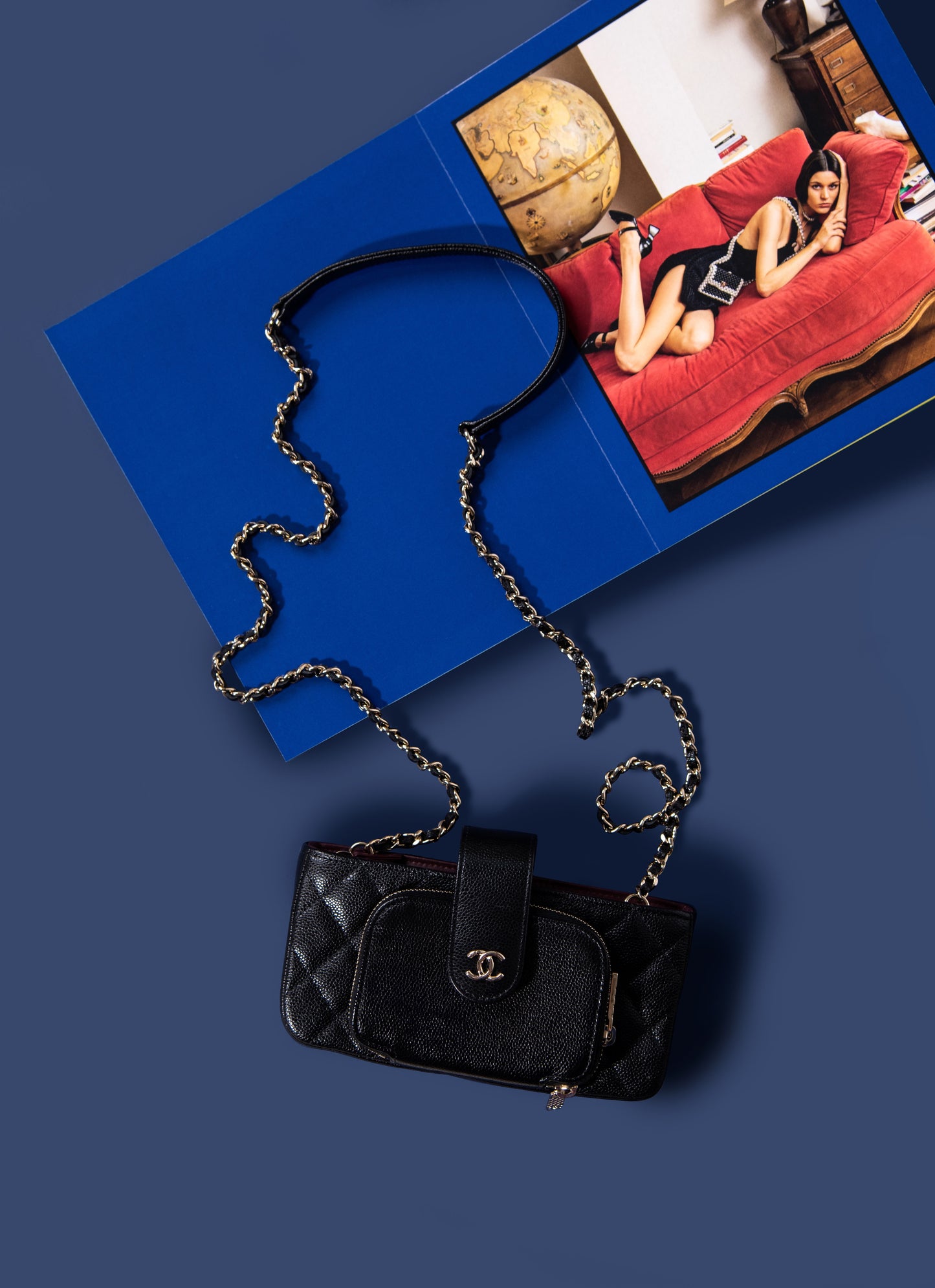 Chanel - Black Phone Case Wallet on Chain