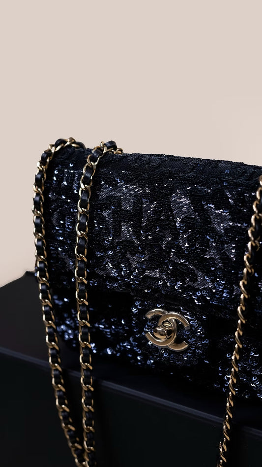 Chanel Navy Sequin Flap Bag