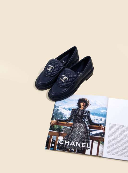 Chanel - Lambskin Loafers in Navy Blue