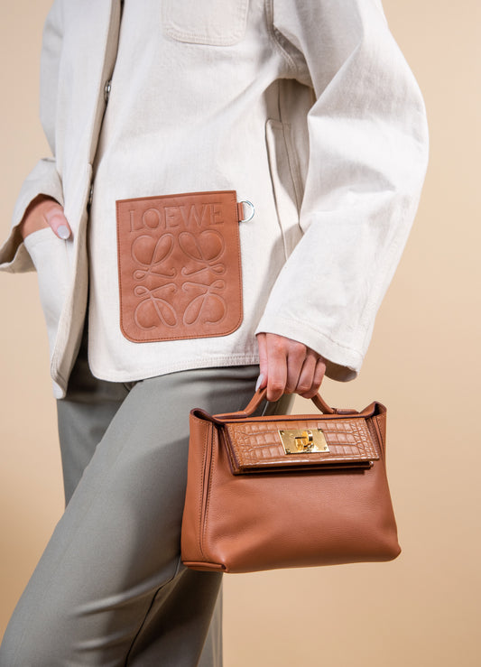 Loewe - Workwear Jacket in Ecru with Hermès 24/24 Touch in Gold GHW